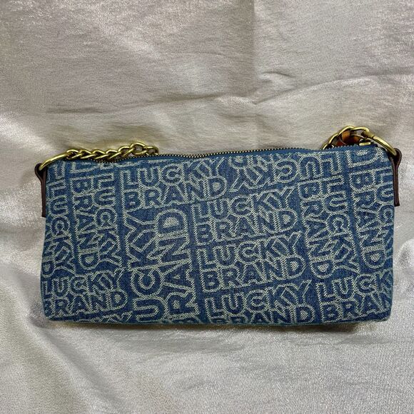 LUCKY BRAND Denim Logo Chain Strap Shoulder Bag Purse Y2K - Picture 2 of 10